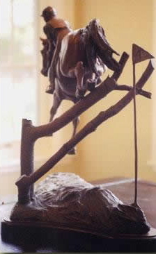Eventing horse sculpture titled Every Second Counts.  Bronze limited edition of 15.