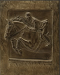 Pferde Kunst und Statuen: Bronzerelief von springenden Pferdes