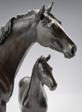 Pferd Skulptur Warmblut Stute und Fohlen