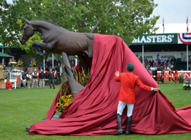 Eric Lamaze unveiling the Hickstead Statue